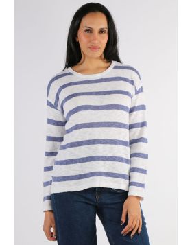The Jump Stripe Slub Pullover in stripes offers casual comfort with a touch of coastal charm. Crafted from soft slub textured fabric, this lightweight womens knit features classic stripes and a relaxed fit, perfect for layering in any season. 59611005.

