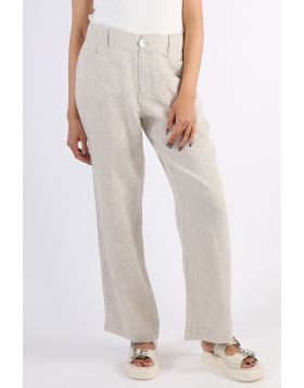 Linen Patch Pocket Wide Leg Pant By Jump In Natural