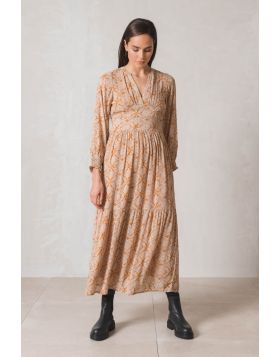 Indi and Cold Ethnic Print Maxi Dress In Saffron