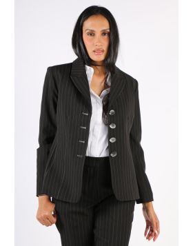 Lania Pinstripe State Blazer In Black