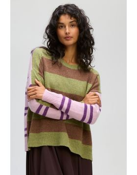 Ld & Co Groove Stripe Jumper On Olive