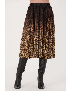 Gabby Isabella Sunray Velour Animal Print Skirt In Black