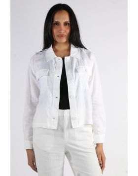 Linen Boxy Jacket By Jump In White