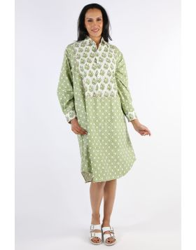 Mandalay Folk Love Dress In Grass Green