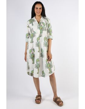 Mandalay Big Lobster Midi Shirt Dress In Reef
