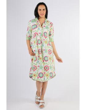Mandalay Suzani Midi Shirt Dress In Multi