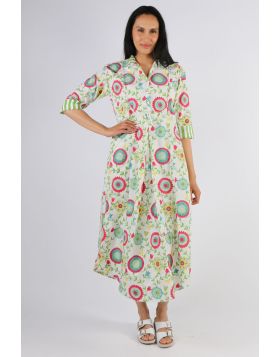 Mandalay Suzani Maxi Shirt Dress In Multi
