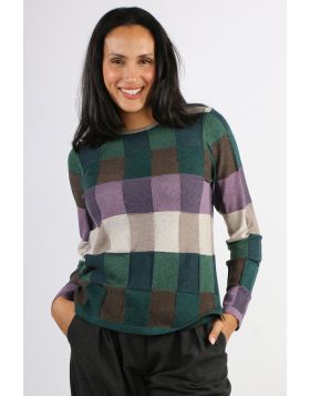 Playful and light, the Lillith Organic Cotton Sweater from Mansted brings bold, bright energy to your winter wardrobe. Featuring a round neckline, long sleeves and a multi tone check print, this soft cotton knit teases with texture, mastering a unique rai