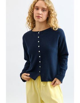 Mia Fratino Reversible Button Cardi In Navy