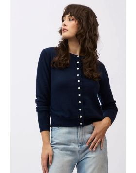 Mia Fratino Slim Essential Cardi In Navy