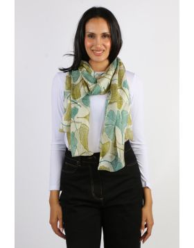 Namaskar Autumn Ginko Leaf Scarf In Green