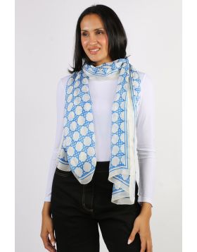 Namaskar Geometric Chain Scarf In White