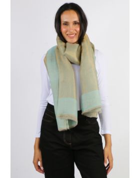 Namaskar Handwoven Scarf In Gold and Mint