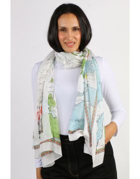 Namaskar Newyork Subway Map Scarf In White