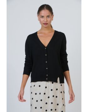 Naturals V Neck Cardi In Black