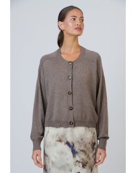 Naturals Panelled Crop Cardi In Taupe