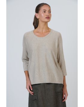 Naturals Relaxed Fine Knit Crew Neck Jumper In Natural