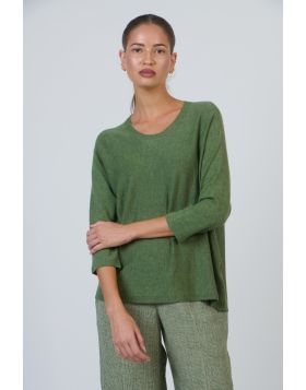 Naturals Relaxed Fine Knit Crew Neck Jumper In Sage