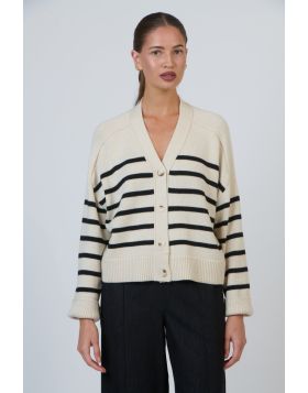 Naturals Slouchy Cardi In Stripe Sand