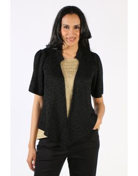 Layer up with a glint of glam with this Cardigan in Ping Pong. In Lurex, the front open short sleeves, edge to edge cardigan is your perfect go to, to amp up any basic tank or tee. Style this cardi over easy tank or tees and pants to elevate any look. Sty