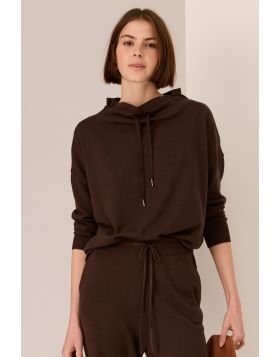 POL Rowan Drawstring Knit Top In Chocolate