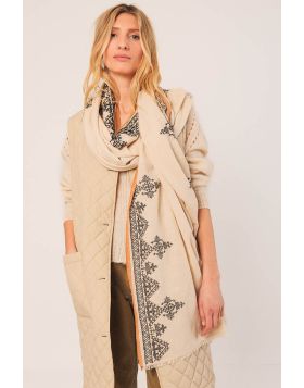 Indi and Cold Embroidered Mountain Shawl