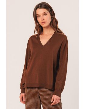 Indi and Cold Basic Slouch Jumper In Tobacco