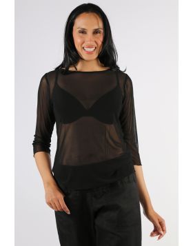 Be on top of sheer trend this season in this Sia Top By Two By Two. The easy sheer top gives you a perfect edge to be paired with easy tank or bra let. With a round neck and 3/4 sleeves, style it with high waisted pants and an easy blazer. Style 1921.
