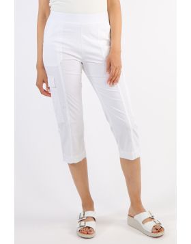 Vassalli Roll Tab Cargo Cotton Short In White