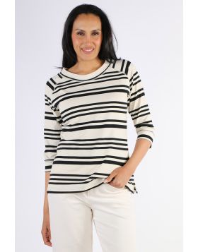 Vassalli Boat Neck Tee Top In Stripe