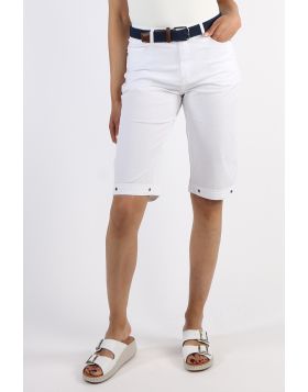 Vassalli Poplin Straight Leg Short in White