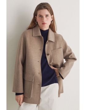 Yerse Short Wool Car Coat In Mink