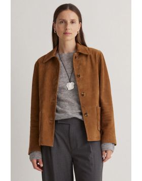 Yerse Leather Suede Jacket In Amber