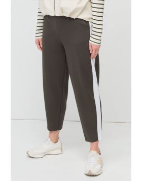 Marco Polo Side Stripe Ponte Jogger In Khaki