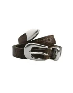 Skinny Croc Belt In Steel By B.Belt