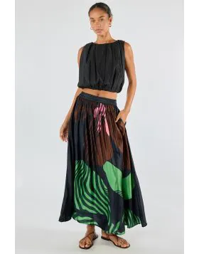 Blending statement design with an easy silhouette, creating a standout piece that still feels effortless to wear. Crafted in Viscose, this skirt features abstract artwork, midi skirt length, elasticated waistband, soft gathered volume. The easy pull on fi