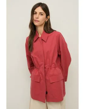 Yerse Short Cotton Trench Coat In Terracotta