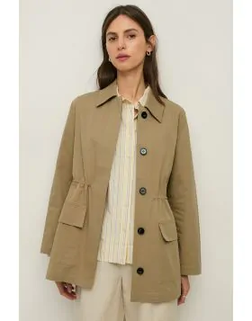 Yerse Short Cotton Trench Coat In Sand