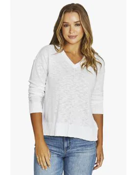 Linen Slub Jumper In White By Jump