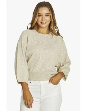 Balloon Sleeve Knit Jumper In Flax By Jump