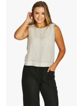Back Button Tank In Flax By Jump