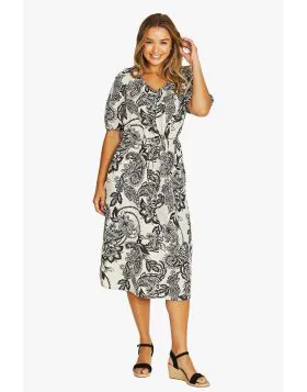 Bohemia Short Sleeve Tie Dress By Jump In Flax