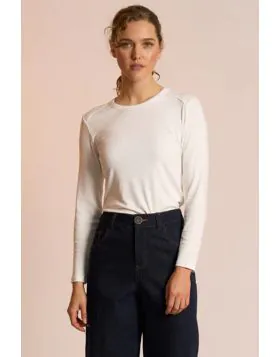 Neris Ribbed Arc Top Tee In White