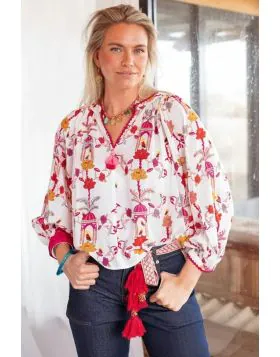 Palace Du Soleil Birdhouse Blouse In Multi