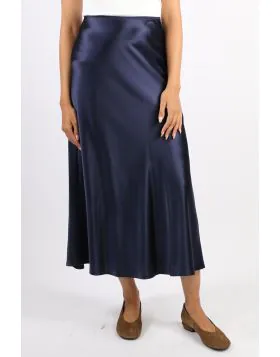 Blackstone Elianna Satin Bias Midi Skirt In Midnight