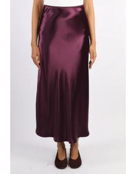 Blackstone Elianna Satin Bias Midi Skirt In Burgundy