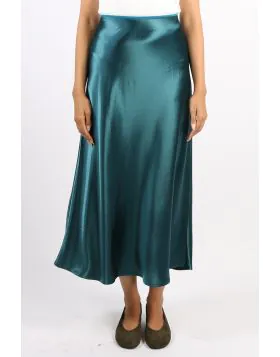 Blackstone Elianna Satin Bias Midi Skirt In Emerald