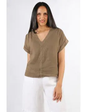 Blueberry V Neck Top In Chocolate