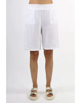 Blueberry Linen Cargo Shorts In White