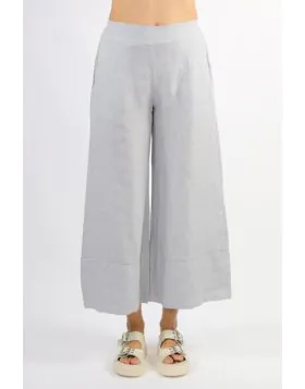Blueberry Wide Leg Linen Pant In Silver